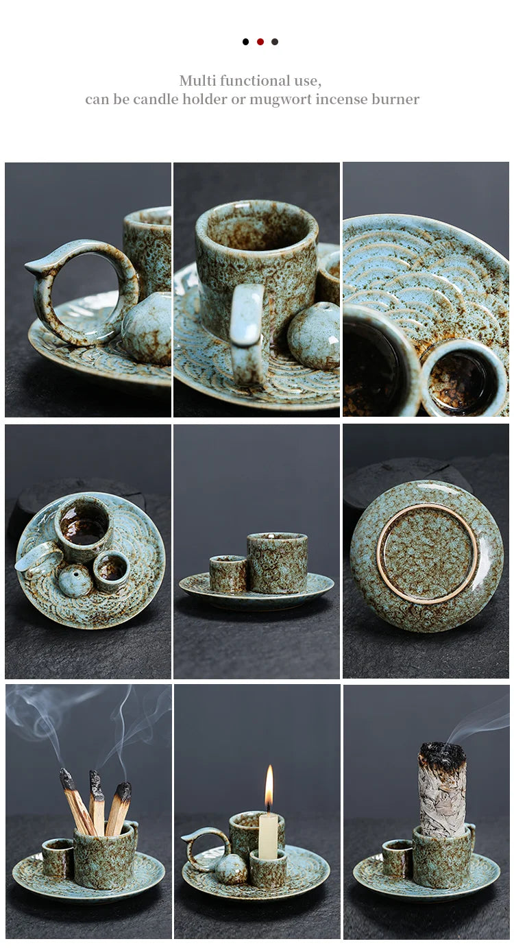 4-in-1 Ceramic Incense & Ritual Holder